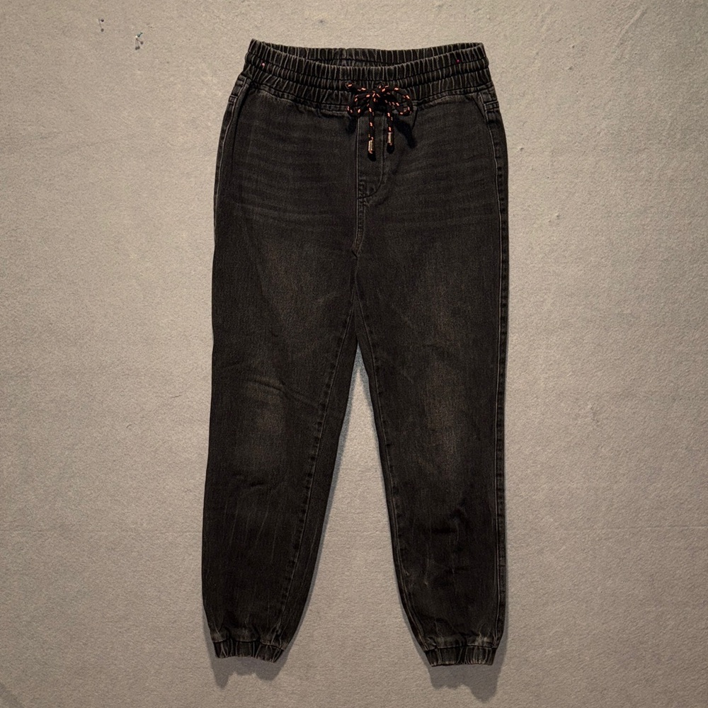 BDG Black Washed Denim joggers with tie waist Small